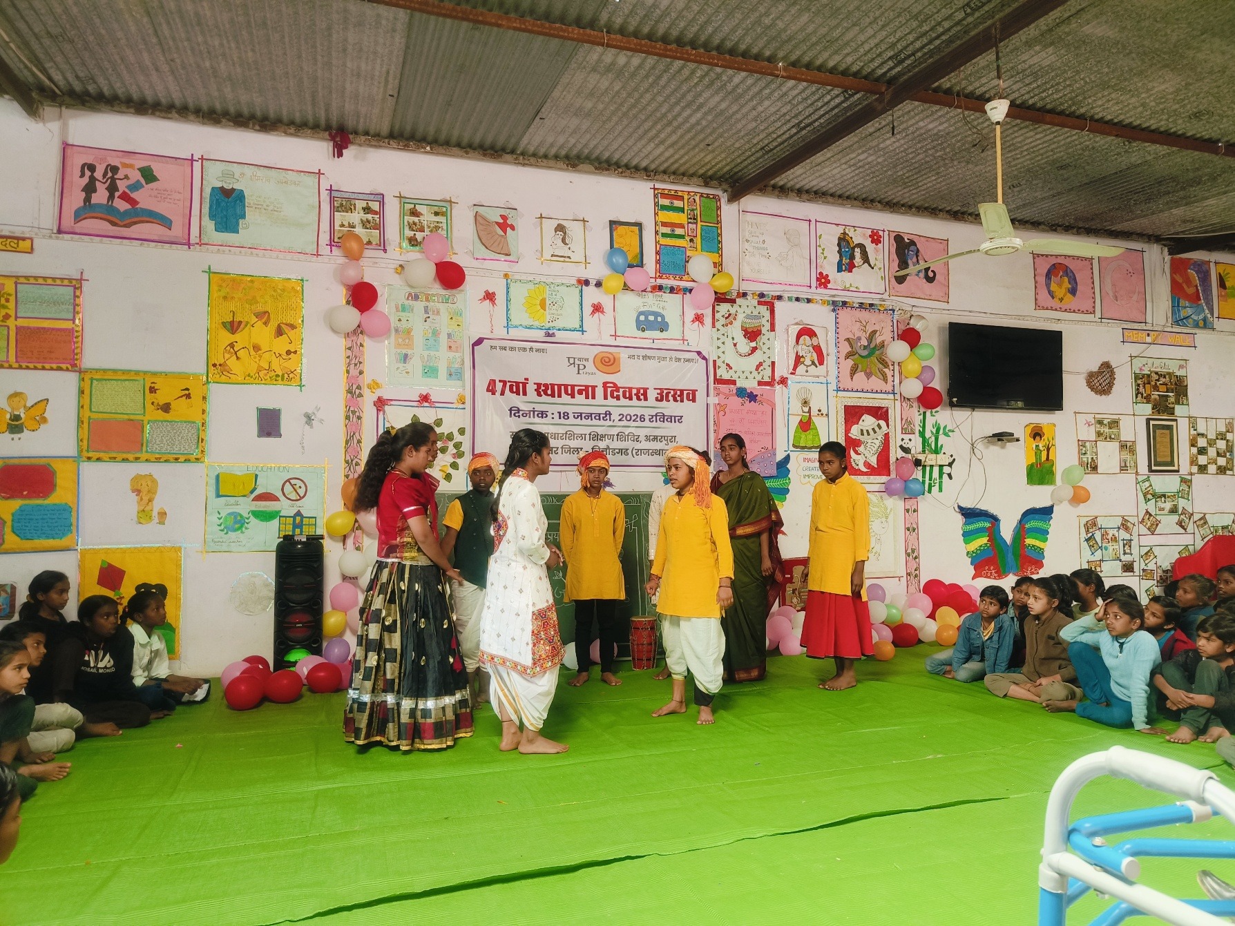 Girls participating in a programme activity